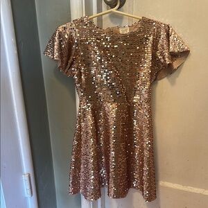 Zara Kids Sequin Dress in Shimmering Rose Gold